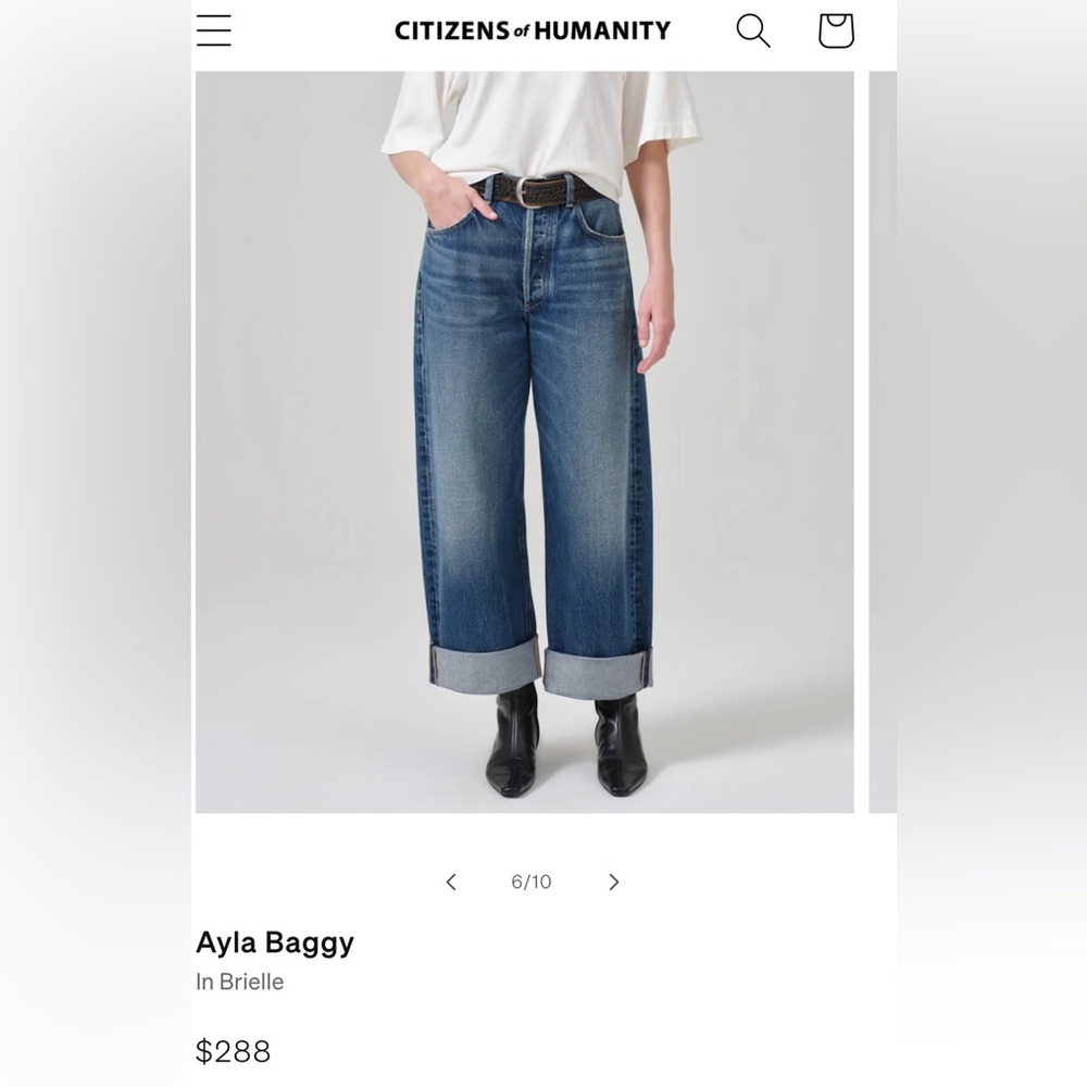 NWOT Citizens of Humanity Ayla Baggy jeans, size 26